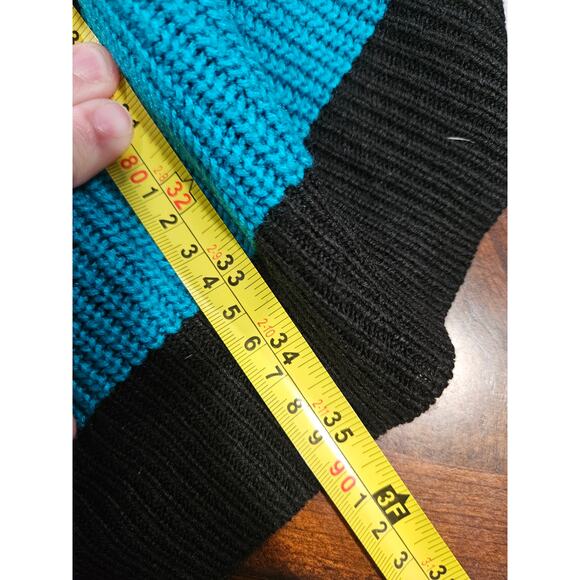 Vintage Gitano 2X Teal Black Striped Sweater Dress Shawl Collar Grunge 90's Mall - Picture 6 of 6